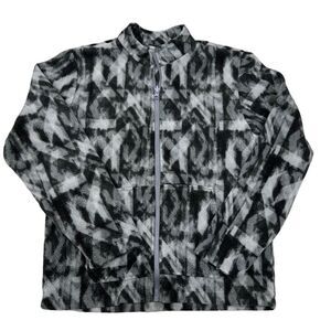 Eddie Bauer Boys Size L (14/16) Fleece Jacket Gray Black Pattern